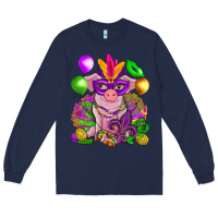 Navy Mardi Gras Pig Long Sleeve Tee - HowdyJamesFarm