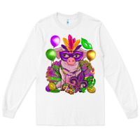 White Mardi Gras Pig Long Sleeve Tee - HowdyJamesFarm
