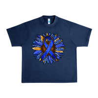 Navy Colon Cancer Awareness sunflower Urban Heavy Tee - RanaPortraitStore