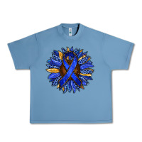 Pebble Blue Colon Cancer Awareness sunflower Urban Heavy Tee - RanaPortraitStore