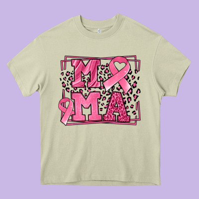 Breast Cancer Awareness Mama Ribbon Heavy Core Tee Designed By Lillyallendesigns