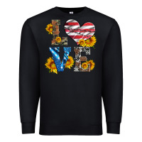 Black love with sunflowers and usa flag Premium Sweatshirt - Artiststas
