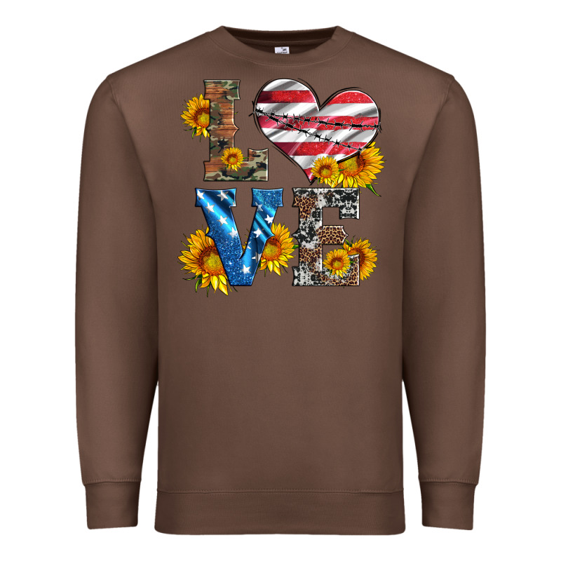 Love With Sunflowers And Usa Flag Premium Sweatshirt by Artiststas | Teevron
