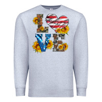 Heather Grey love with sunflowers and usa flag Premium Sweatshirt - Artiststas