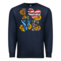 Navy love with sunflowers and usa flag Premium Sweatshirt - Artiststas