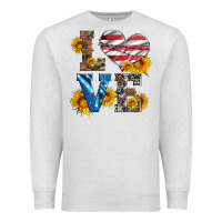 Oatmeal Heather love with sunflowers and usa flag Premium Sweatshirt - Artiststas