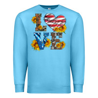 Ocean Blue love with sunflowers and usa flag Premium Sweatshirt - Artiststas