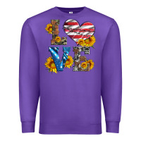 Purple love with sunflowers and usa flag Premium Sweatshirt - Artiststas
