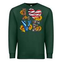 Sports Green love with sunflowers and usa flag Premium Sweatshirt - Artiststas