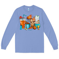 Colony Blue Basketball coffee cups Long Sleeve Tee - HowdyJamesFarm