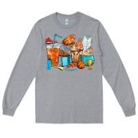 Heather Grey Basketball coffee cups Long Sleeve Tee - HowdyJamesFarm