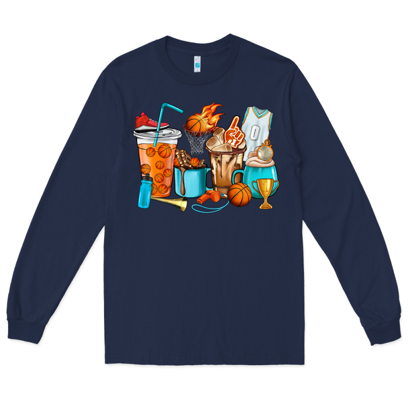 Basketball Coffee Cups Long Sleeve Tee by HowdyJamesFarm | Teevron