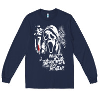 Navy Scream Favorite Scary Movie Long Sleeve Tee - minhPixels
