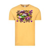 Vintage Mustard Mardi Gras lips Vintage Tee - HowdyJamesFarm