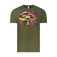 Vintage Olive Mardi Gras lips Vintage Tee - HowdyJamesFarm