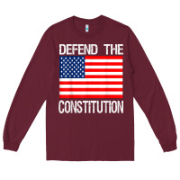Burgundy Defend the Constitution US Political Protest Tee Long Sleeve Tee - minhPixels