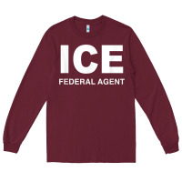 Burgundy ICE Federal Agent Halloween Costume Police Immigration Shirt Long Sleeve Tee - minhPixels