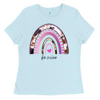 Baby Blue Valentines Day Rainbow, Valentines Day Rainbow Cowhide, Ladies Tee - Bettercallsaul