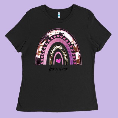 Valentines Day Rainbow, Valentines Day Rainbow Cowhide, Ladies Tee Designed By Bettercallsaul