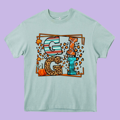 Fall Autumn Leopard Gigi Heavy Core Tee Designed By Lillyallendesigns