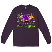 Plum Mardi Gras with jester hat Long Sleeve Tee - HowdyJamesFarm