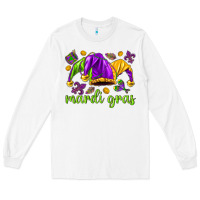 White Mardi Gras with jester hat Long Sleeve Tee - HowdyJamesFarm