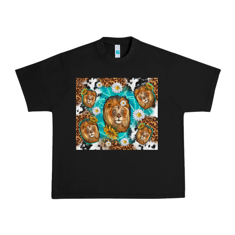 Lion With Leopard And Cowhide Pattern Urban Heavy Tee by TumblerDesignByShophia | Teevron