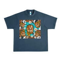Midnight Navy lion with leopard and cowhide pattern Urban Heavy Tee - TumblerDesignByShophia