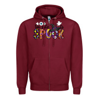 Burgundy too cute to spook Zipper Hoodie - CowhideDigitalArt