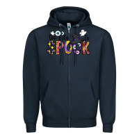 Navy too cute to spook Zipper Hoodie - CowhideDigitalArt