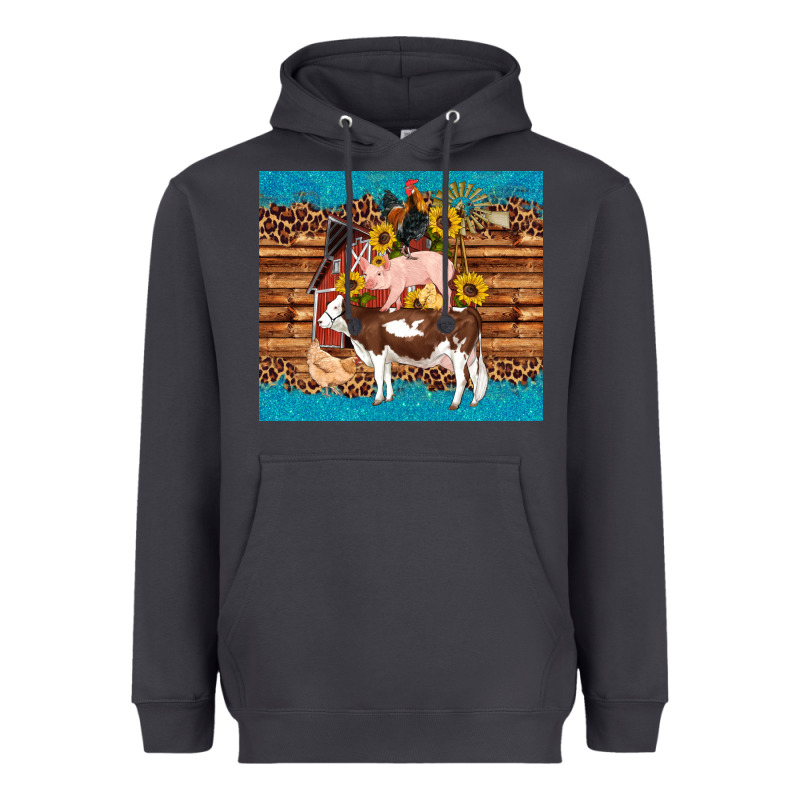 Western Farm Cow Pig Rooster Chick Farm Chicken Barn Heavyweight Hoodie by Artiststas | Teevron