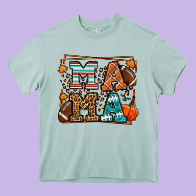 Fall American Football Autumn Mama Heavy Core Tee Designed By Lillyallendesigns