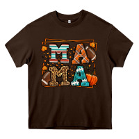 Chocolate Brown Fall American Football Autumn Mama Heavy Core Tee - LillyAllenDesigns