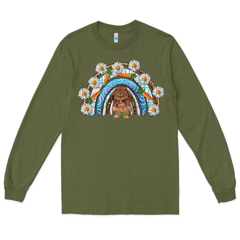 Easter Bunny With Carrot Rainbow Easter Day Long Sleeve Tee by HowdyJamesFarm | Teevron