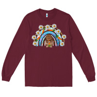 Burgundy Easter Bunny with carrot rainbow Easter Day Long Sleeve Tee - HowdyJamesFarm