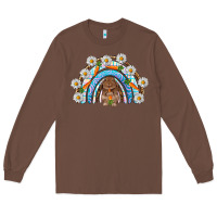 Chestnut Easter Bunny with carrot rainbow Easter Day Long Sleeve Tee - HowdyJamesFarm