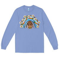 Colony Blue Easter Bunny with carrot rainbow Easter Day Long Sleeve Tee - HowdyJamesFarm