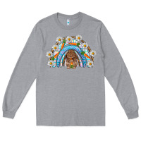 Heather Grey Easter Bunny with carrot rainbow Easter Day Long Sleeve Tee - HowdyJamesFarm