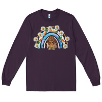 Plum Easter Bunny with carrot rainbow Easter Day Long Sleeve Tee - HowdyJamesFarm
