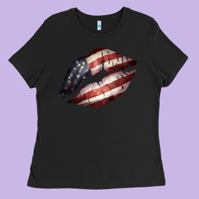 American Flag Lips Ladies Tee Designed By Bettercallsaul