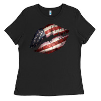 Black American Flag Lips Ladies Tee - Bettercallsaul