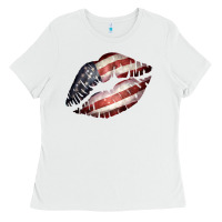 White American Flag Lips Ladies Tee - Bettercallsaul