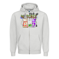 Dove Grey Drink Up Witches Zipper Hoodie - CowhideDigitalArt