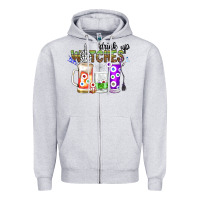 Heather Grey Drink Up Witches Zipper Hoodie - CowhideDigitalArt