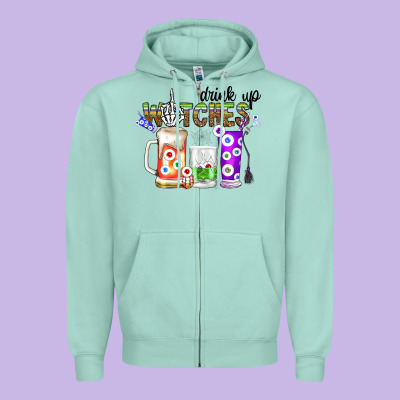 Drink Up Witches Zipper Hoodie Designed By Cowhidedigitalart