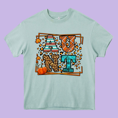 Fall Autumn Leopard Aunt Heavy Core Tee Designed By Lillyallendesigns