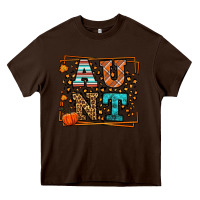 Chocolate Brown Fall Autumn Leopard Aunt Heavy Core Tee - LillyAllenDesigns