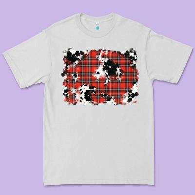 Christmas Plaid Cowhide Pattern Background Premium Tee Designed By Ranaportraitstore