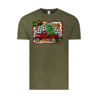 Vintage Olive Christmas Truck With Christmas Tree Vintage Tee - RanaPortraitStore