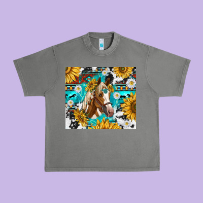 Cowhide Aztec Horse Urban Heavy Tee Designed By Tumblerdesignbyshophia
